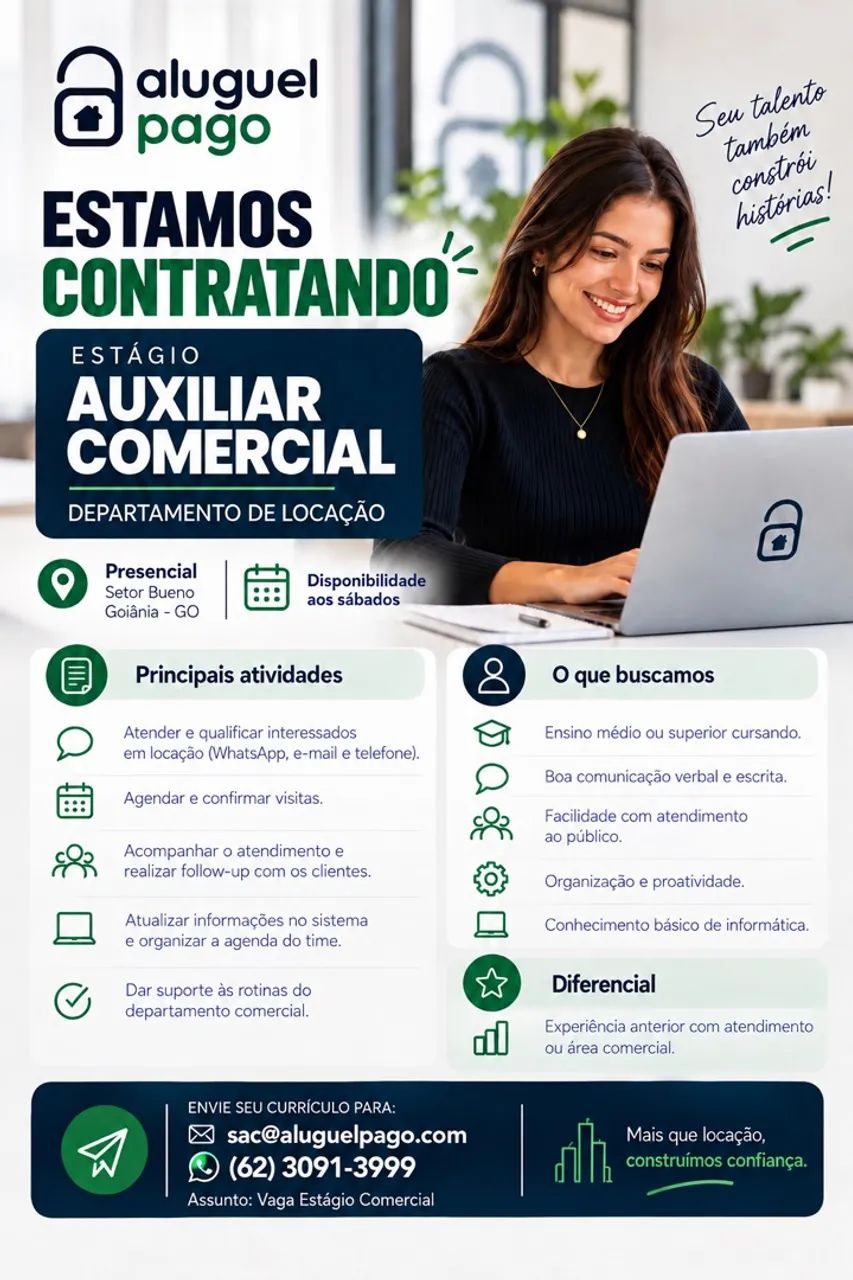 Vaga para atendente comercial 