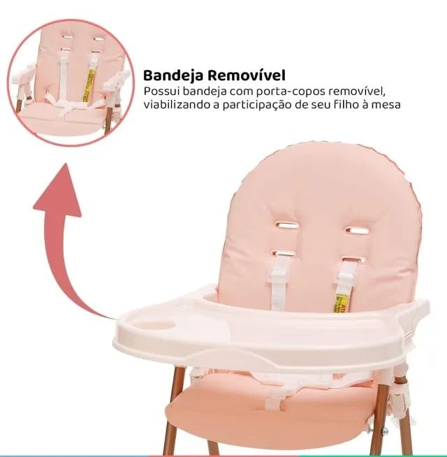 Cadeira de Refeição para bebê Nick Plus Rosa - Galzerano (Nova) - Foto 2