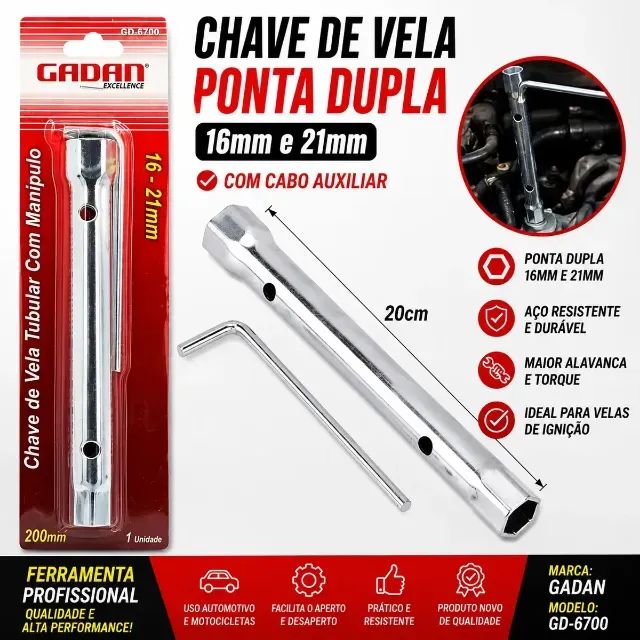 Chave De Vela Automotiva 16 E 21mm Kit Chave De Vela