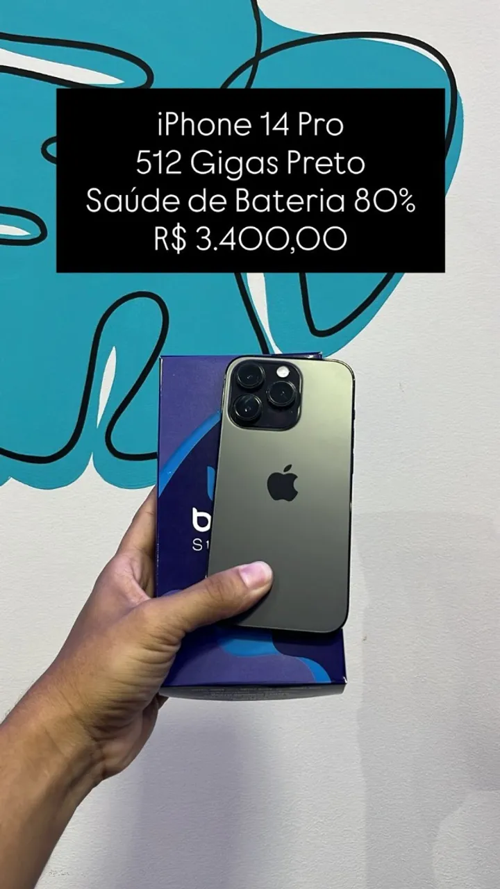 iPhone 14 Pro Max / 256GB / Branco / Saúde de bateria 81% / R
