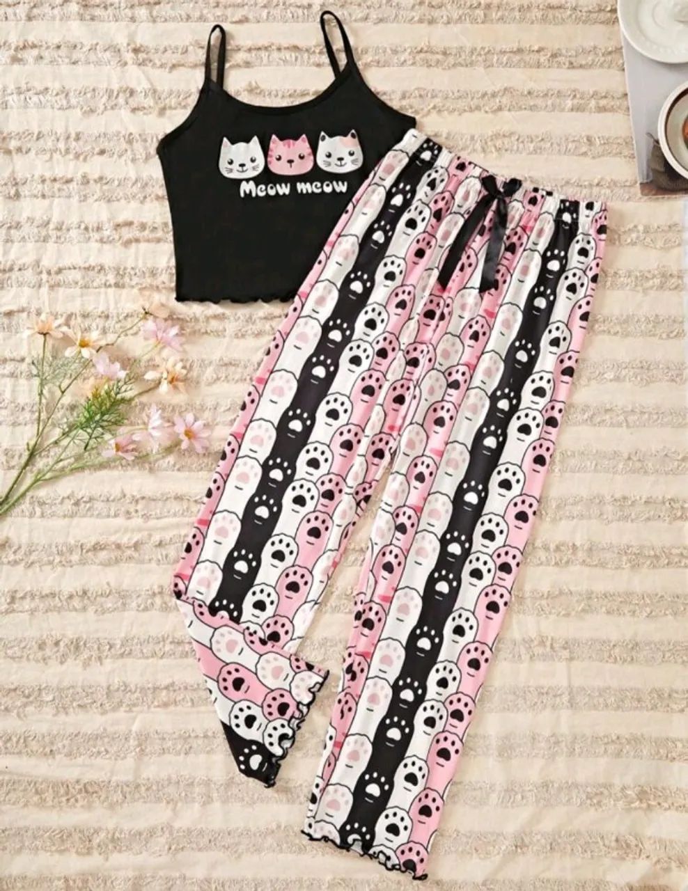 Pijama Gatinho com camiseta e calça - Foto 5