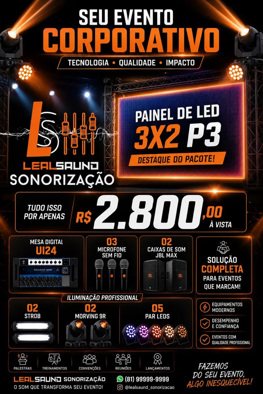 SEU EVENTO CORPORATIVO COM ESTRUTURA COMPLETA