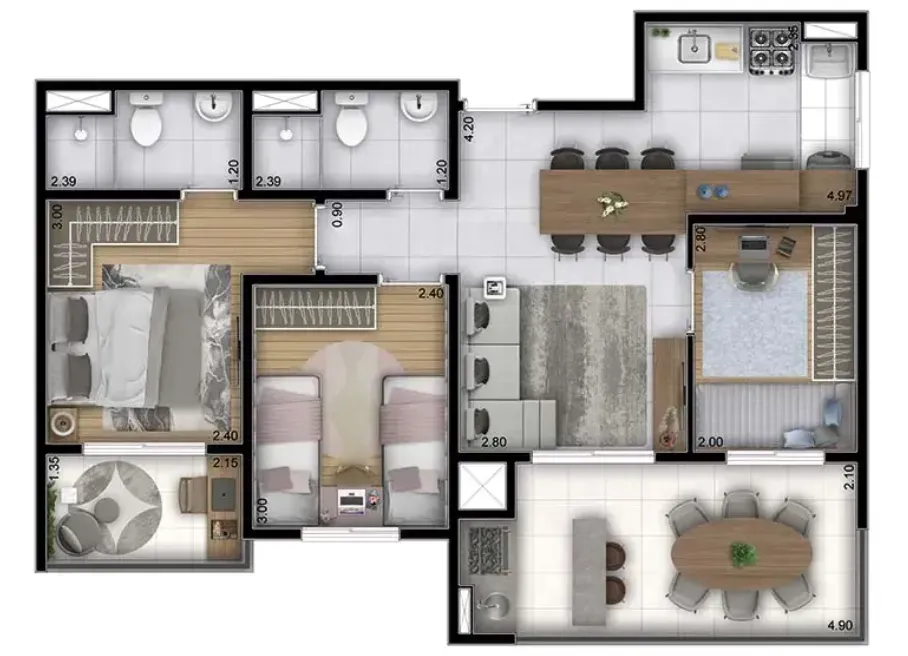 PLANTA 67m²