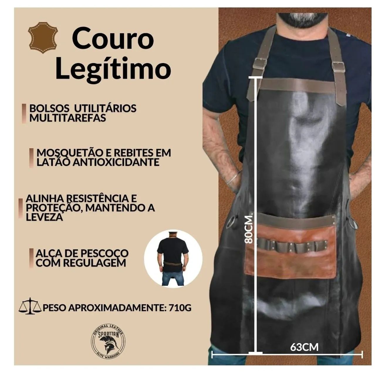 Avental de couro churrasqueiro  - Foto 3