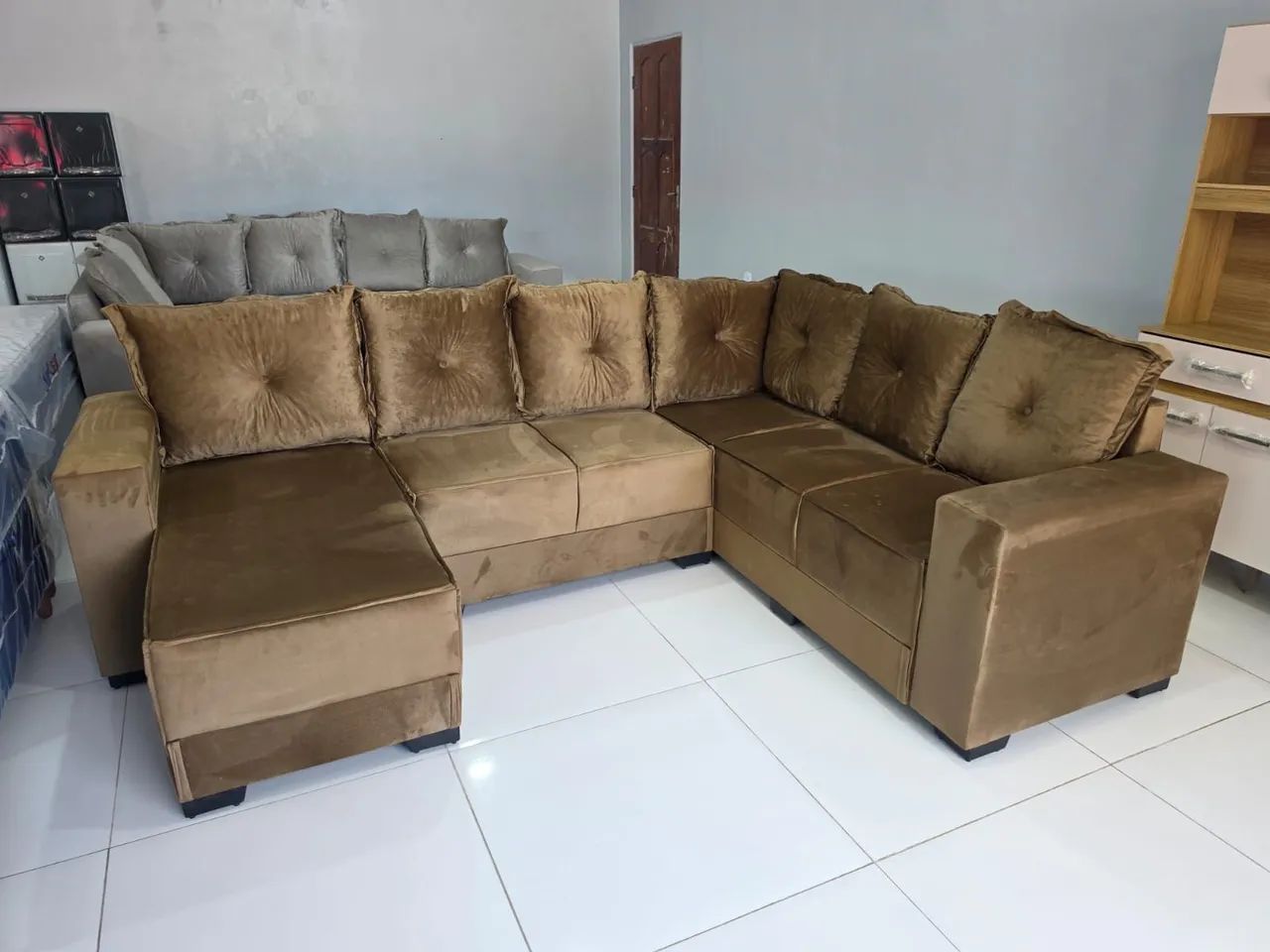 SOFÁ DE CANTO C/ CHAISE NOVO - Foto 5