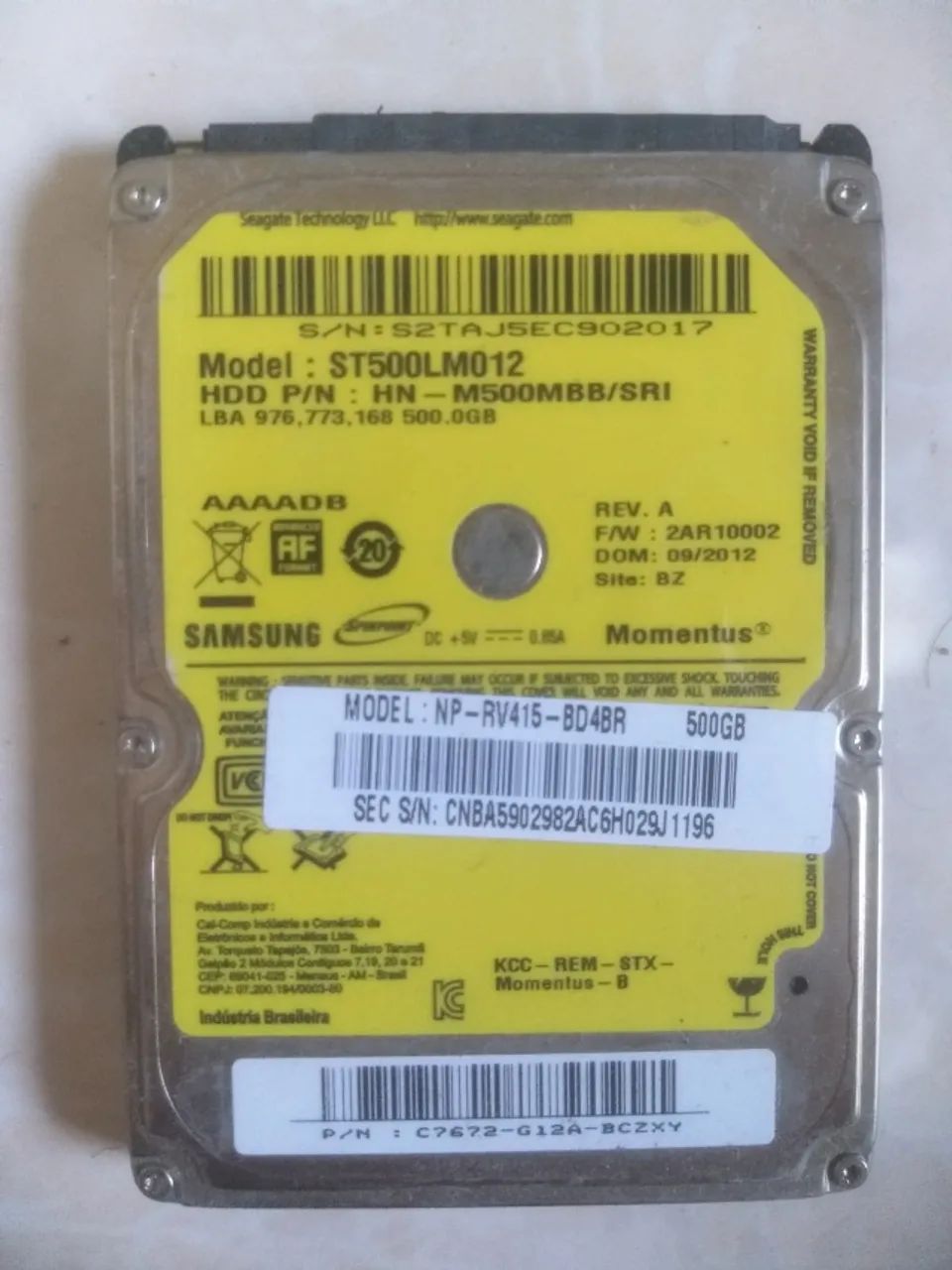 HD 500gb Samsung 2,5 (Entrega Grátis-Produto OEM)