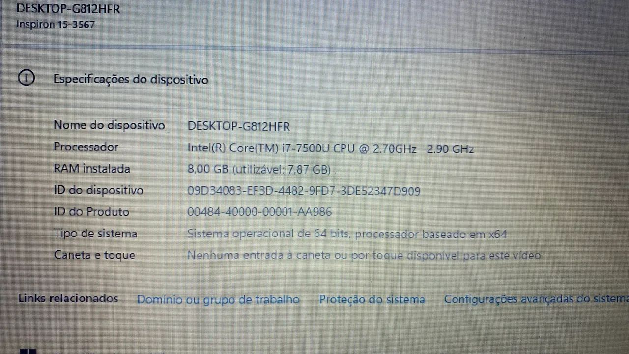 Notebook Dell i7 7ª Gen c/ SSD - Foto 5