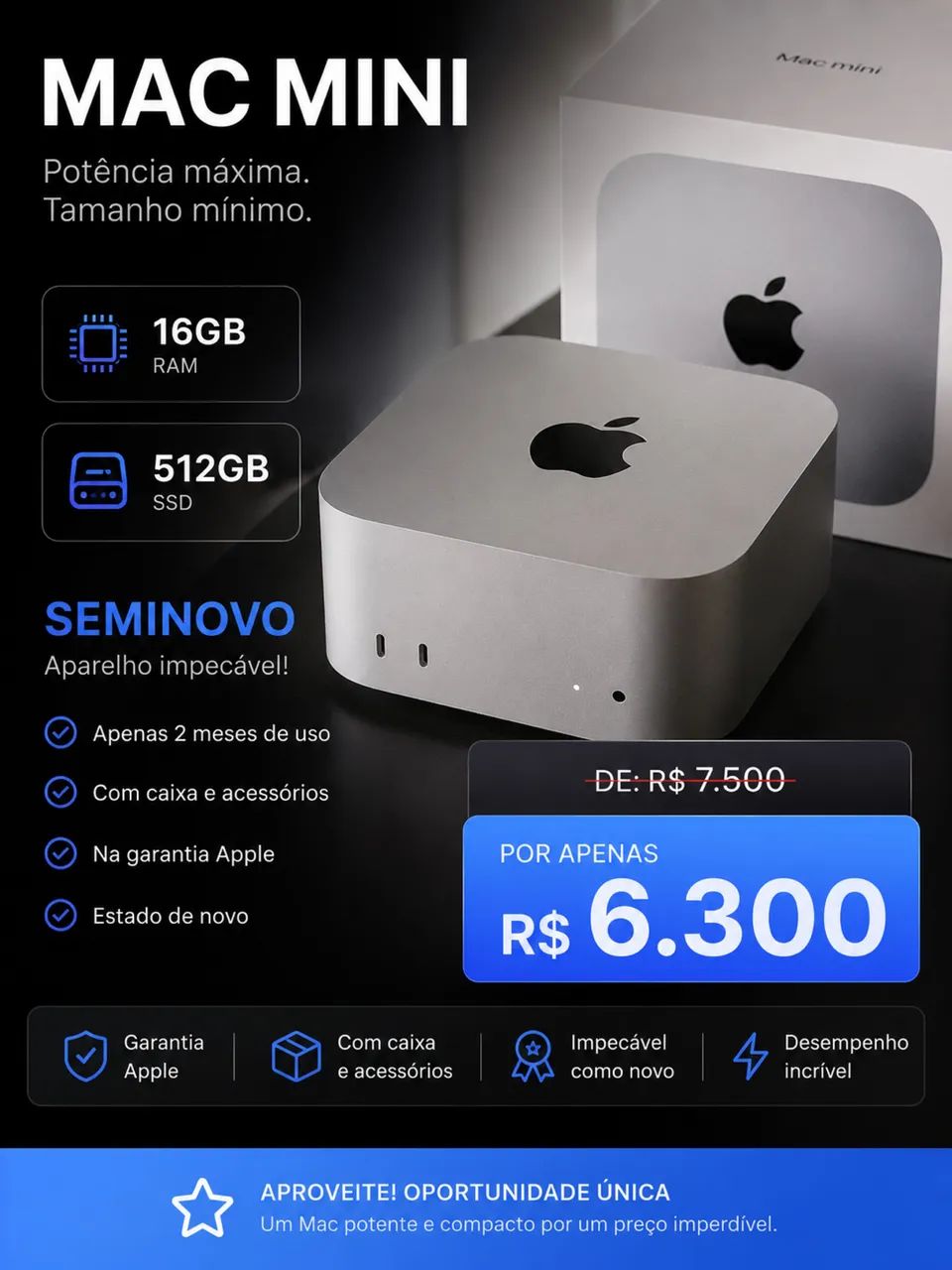 MAC MINI M4 16gb 512gb APPLE NOVO - Computadores e Desktops - São