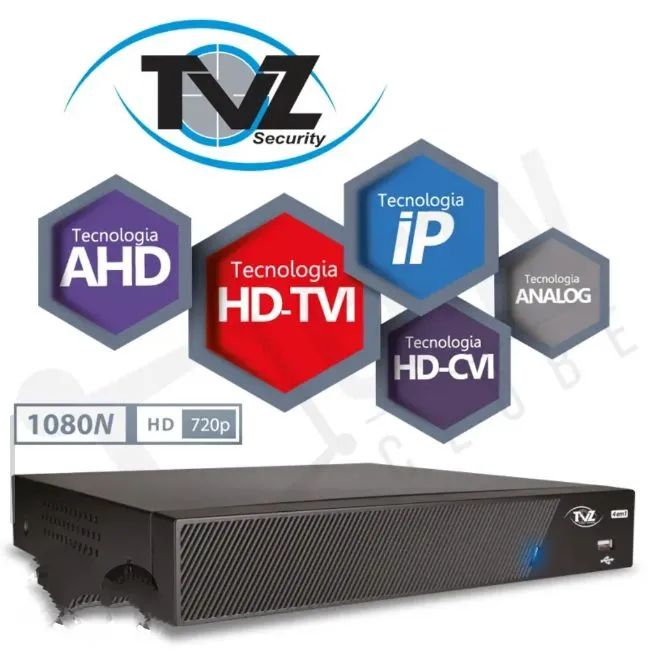 DVR TVZ para 8 câmeras com fonte e mouse 