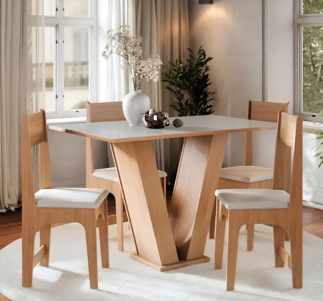 Mesa de jantar com 4 cadeiras 