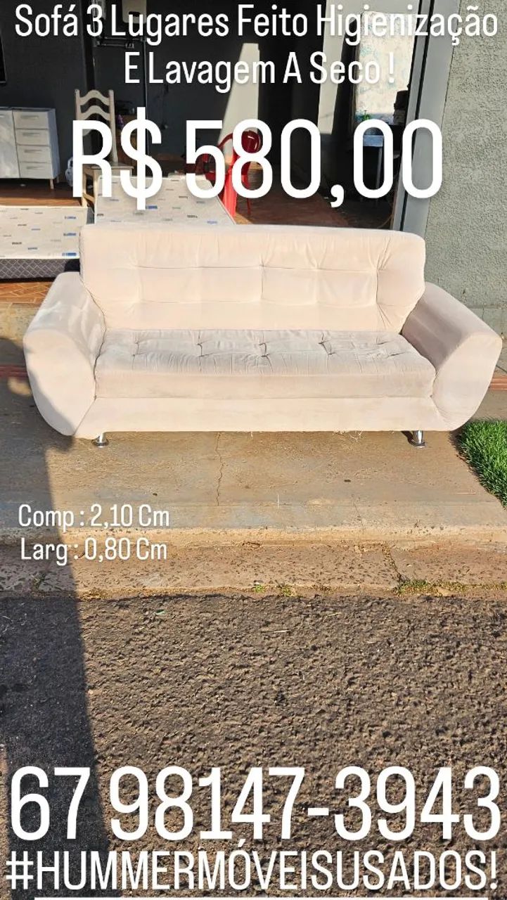 Vende - Se Sofá 3 Lugares Feito Higienização E Lavagem A Seco!