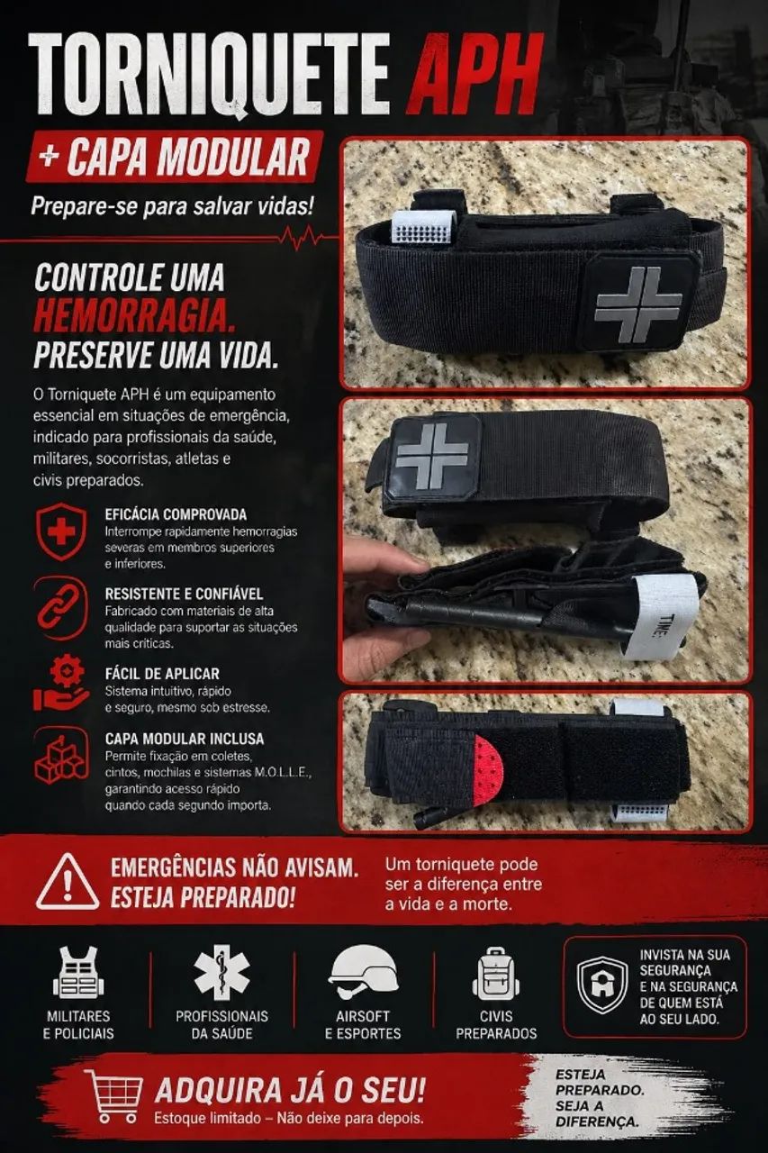 Torniquete de Segurança Tático APH + Capa modular