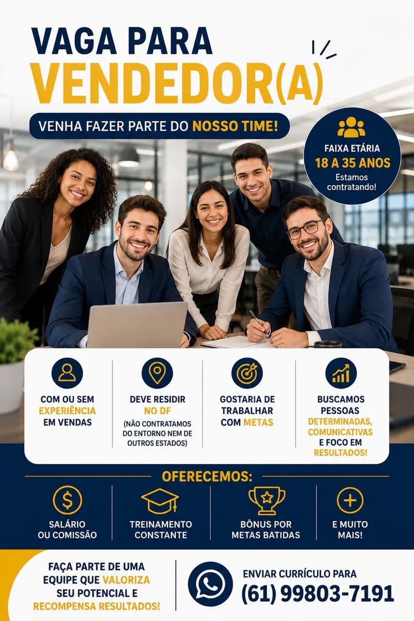 Estamos contratando vendedores