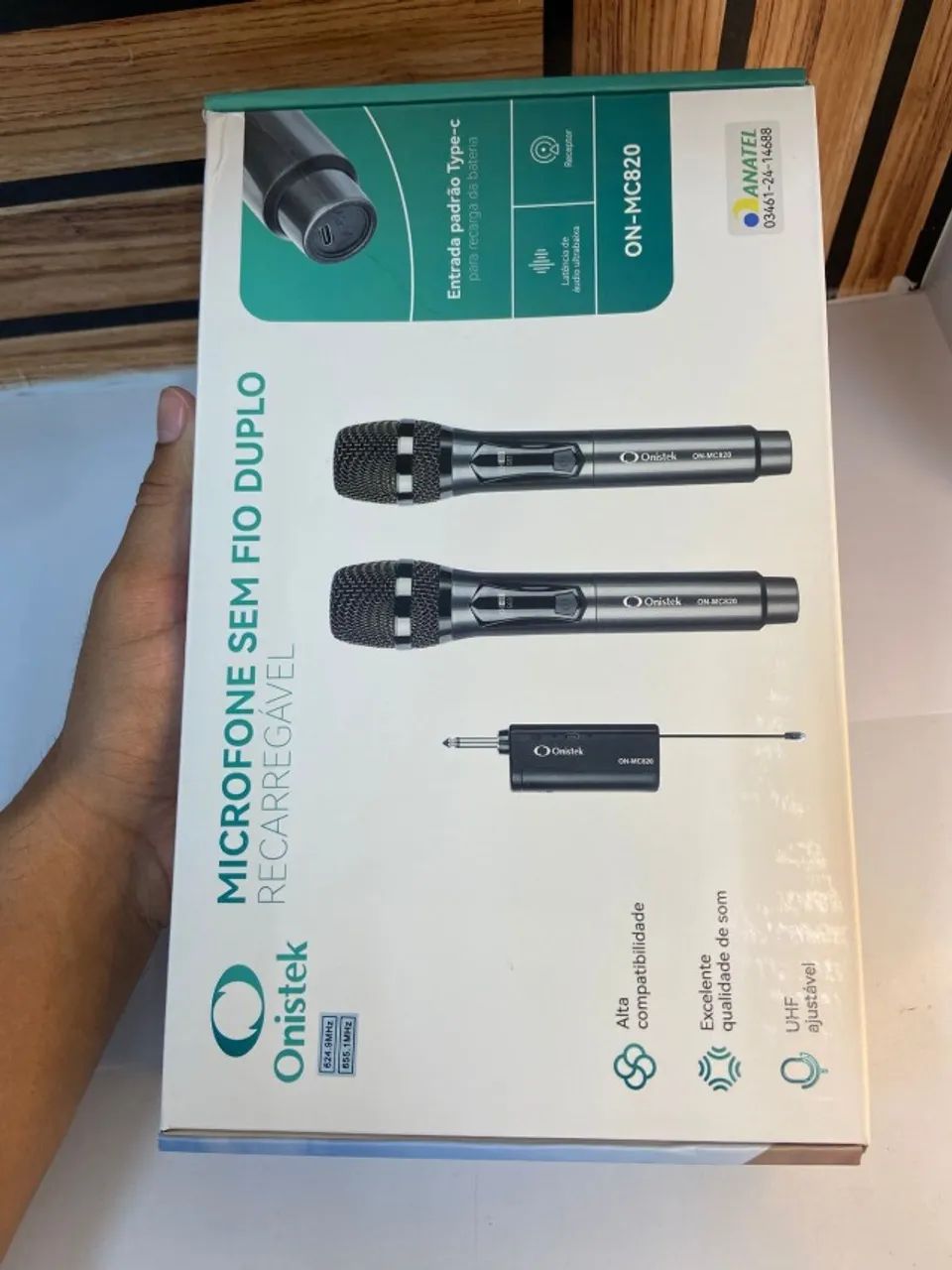 Microfone sem Fio Duplo Recarregável Onistek ON-MC820 - Microfones