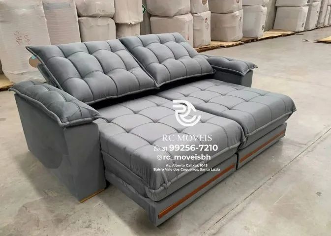 Sofá Retrátil e Reclinável Barcelona Euro Pillow 30cm Molas Ensacadas - Foto 2