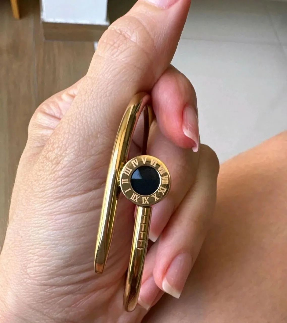 KIT 3 PULSEIRAS AÇO INOXIDÁVEL COM PEDRAS DOURADO - Foto 4