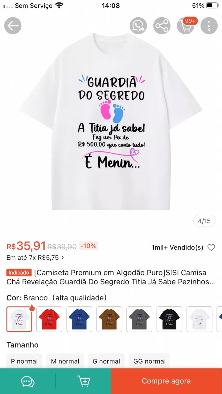  blusa chá revelação  - Foto 3