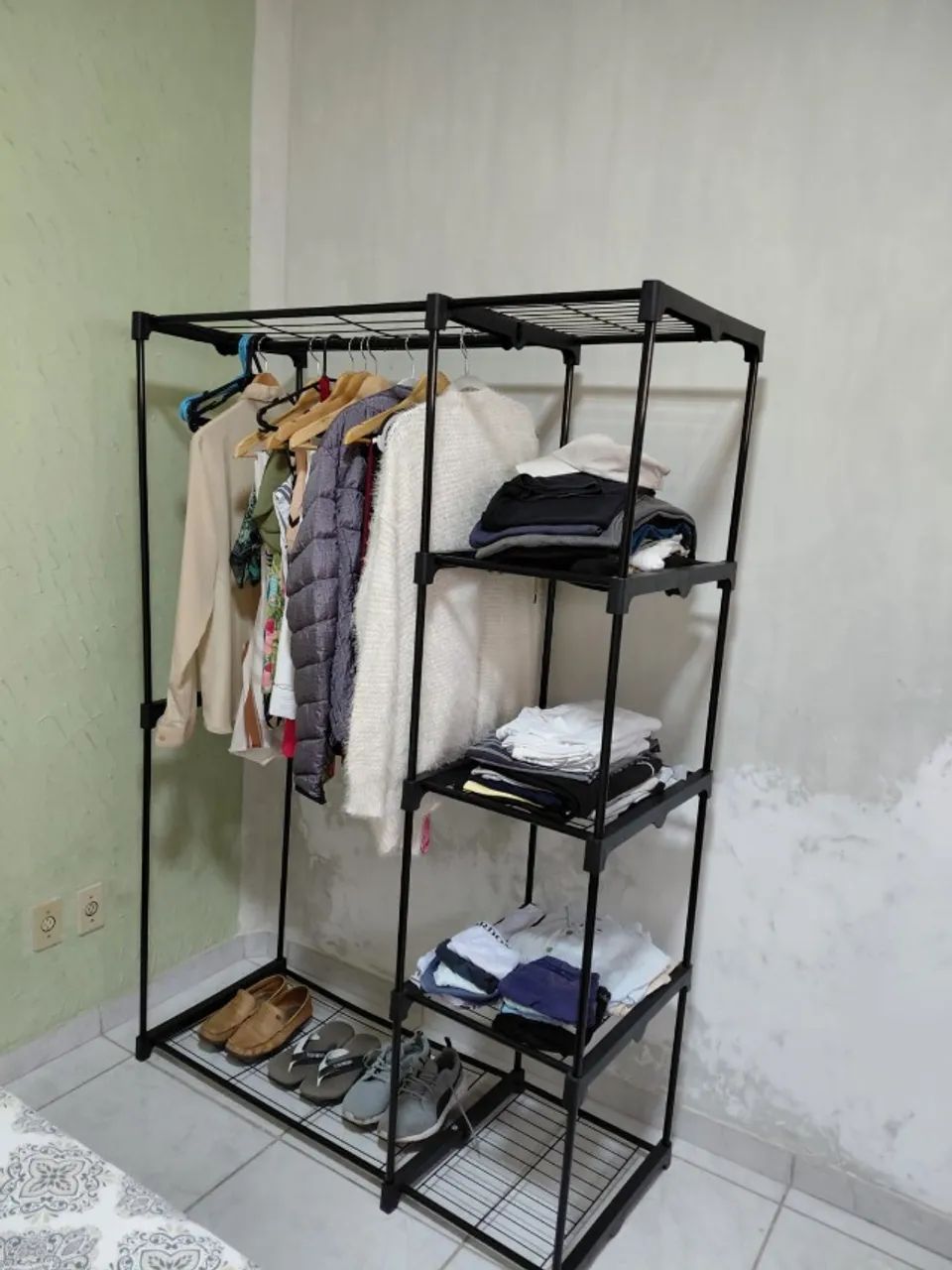 Arara Cabideiro Para Roupa Duplo Cabides Sapateira Multiuso