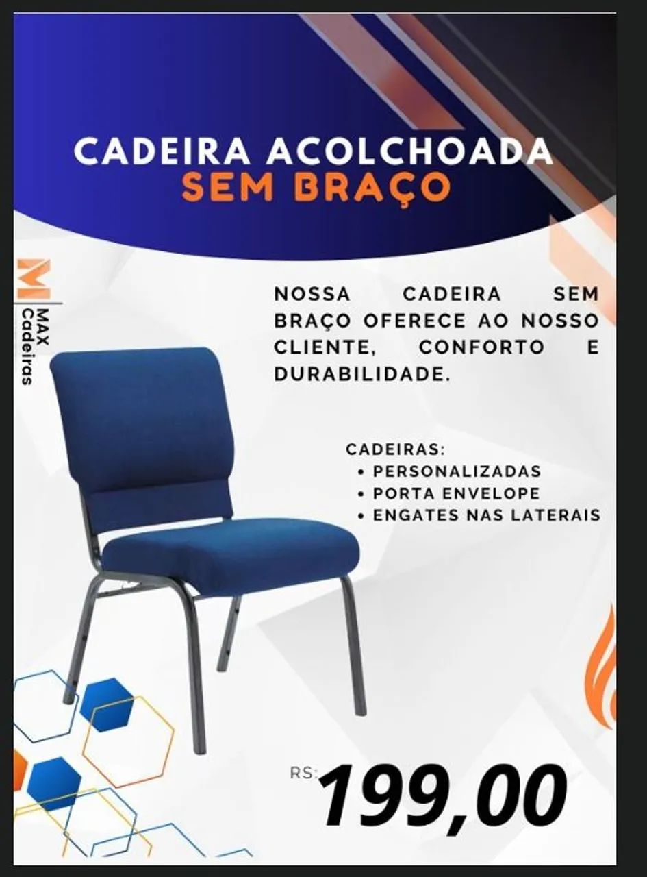 Cadeiras acolchoada com braço e sem braço  - Foto 4