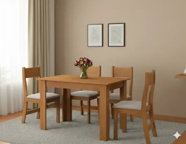 Mesa de jantar pallace com 4 cadeiras brisa 