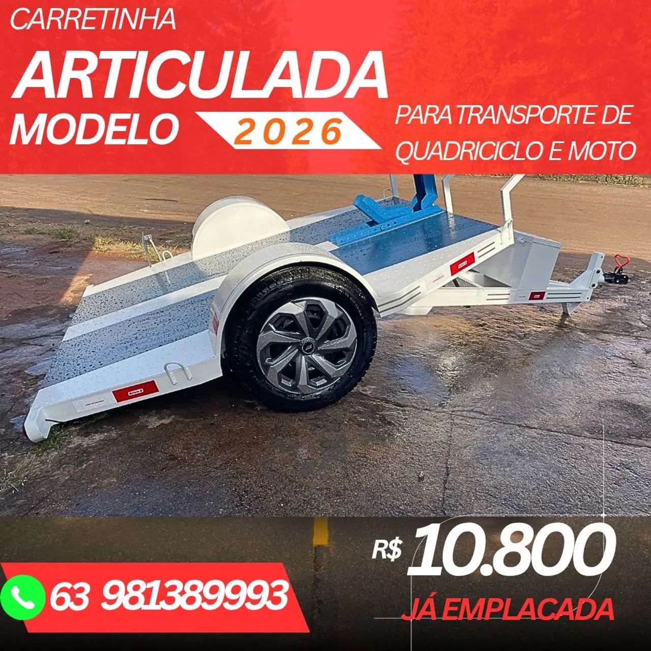 Carretinha articulado para quadriciclo e moto  - Foto 3