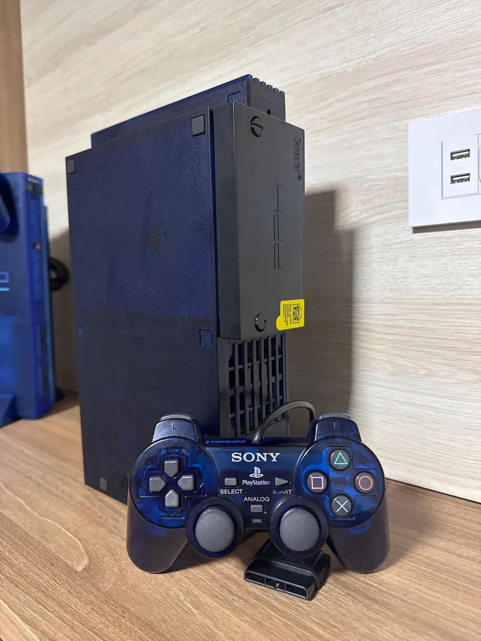 Console Playstation 2 Midnight Blue + Adaptador de HD - Impecável  - Foto 5