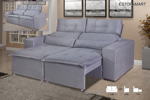 Sala sofá retrátil e reclinável de 195 cm largura - Foto 3