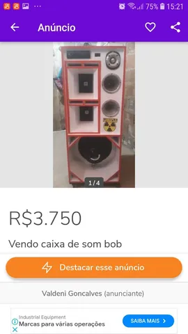 Caixa de Som Bob Esponja  Móvel p/ Casa Som Bob Usado 33959326