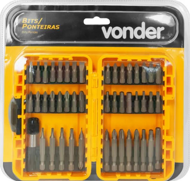 Jogo de bits/ponteiras, com 46 peças, encaixe sextavado de 1/4", Vonder - Foto 3