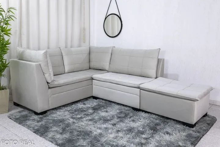 Sofá Canto 5 lugares com Puff Viena . Produto Novo. Pronta Entrega. - Foto 3