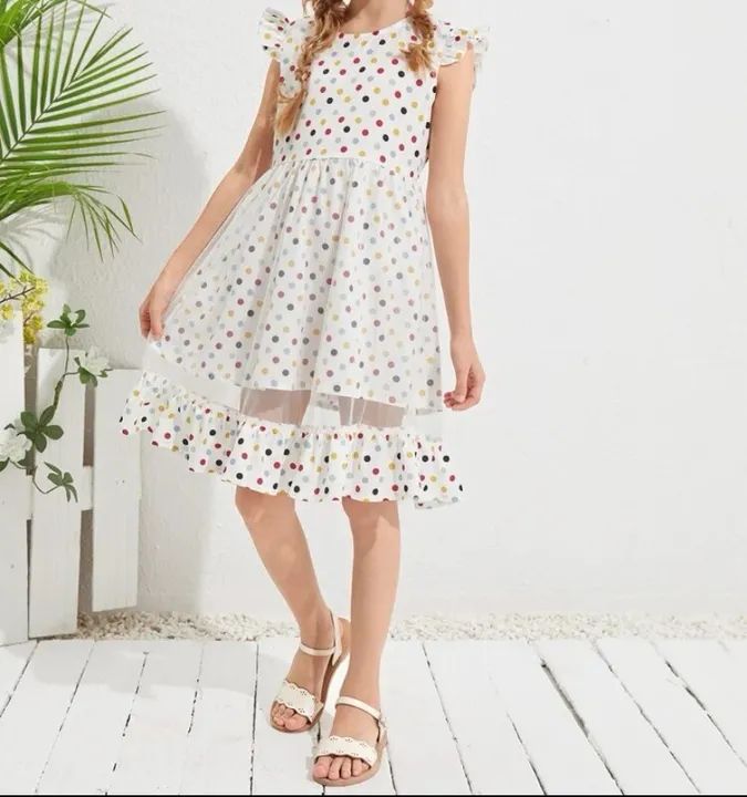 Vestido Infantil de Bolinhas com Saia de Tule - Foto 4