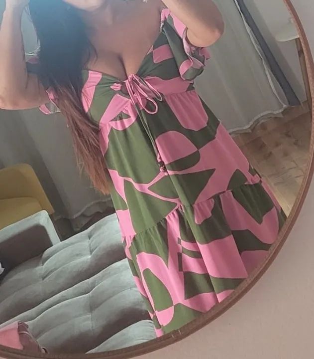 Vestido Midi Verde e Rosa - Foto 2