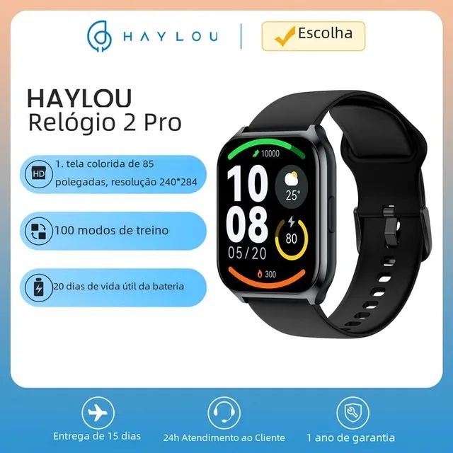 Relógio Smartwhatch Xiaomi Haylou Watch 2, Notificações, monitor cardíaco 