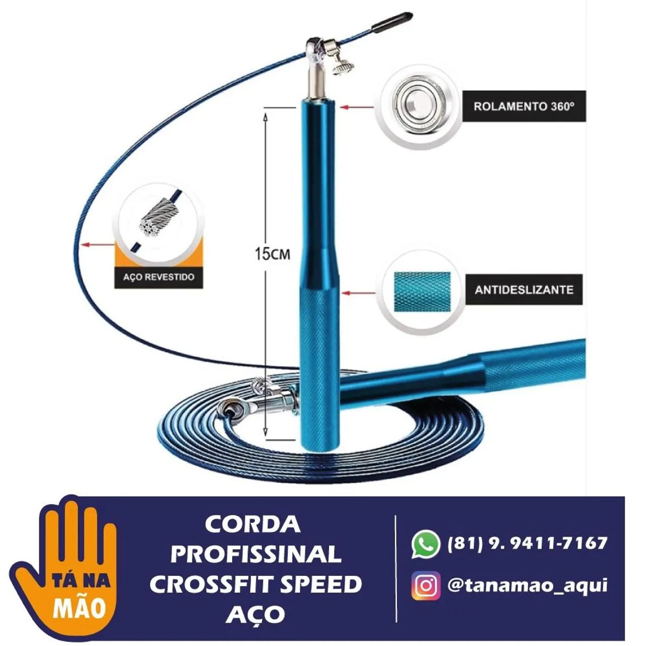 Corda de Pular Profissional CrossFit Speed Aço - Foto 2