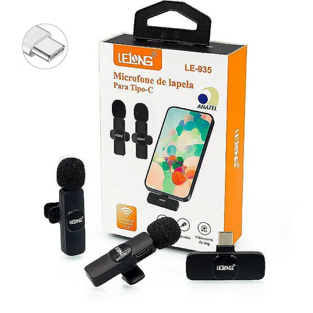 Microfone Duplo de Lapela Sem Fio Para Android Tipo C - Lelong em São Luís ma