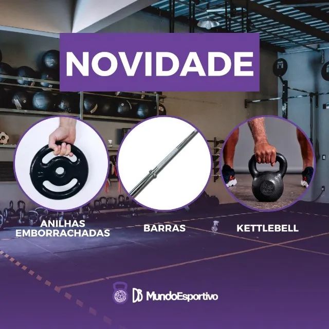 Anilhas Emborrachadas, Barra, Kettlebell e Halteres de Alta Qualidade