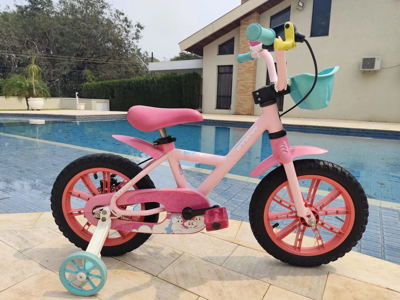Bicicleta Infantil aro 14 Btwin rosa - Foto 4