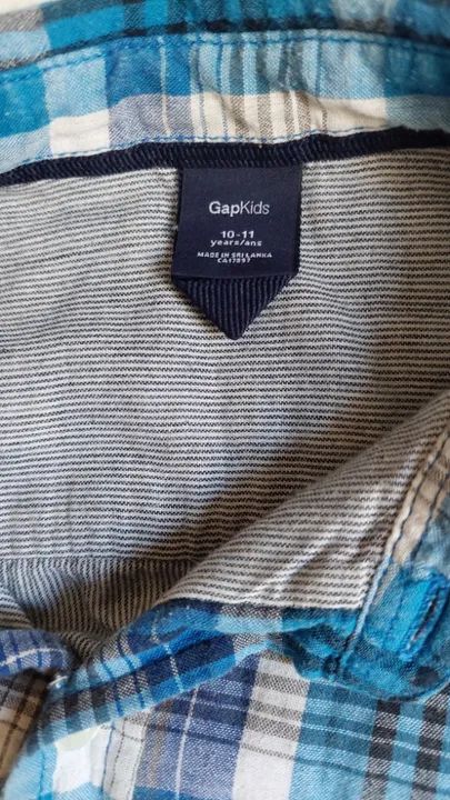Camisa Infantil Meninos Xadrez Azul Mangas Compridas Gap Kids tam 10/11 ótima - Foto 2
