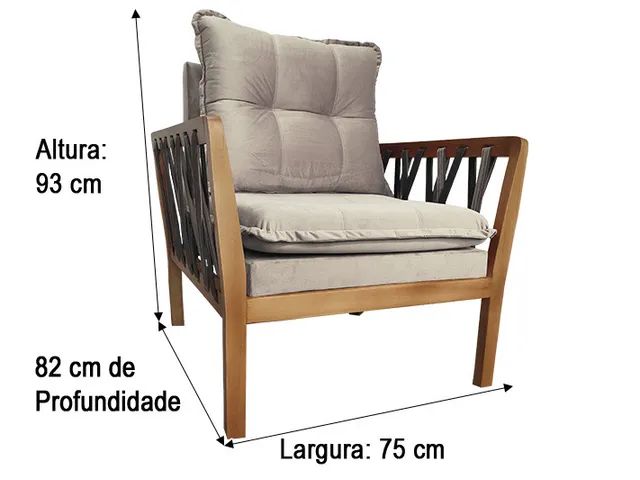 Poltrona Decorativa Bege Duda a65 - Foto 2