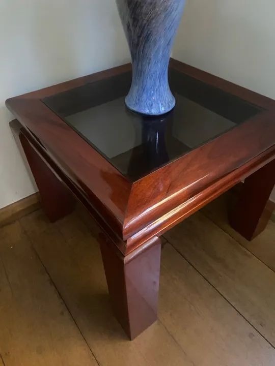 Solid Mahogany and Glass Corner Table64962681751938121
