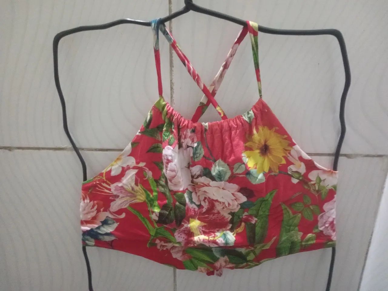 Top Floral de Tecido Feminino M - Foto 3