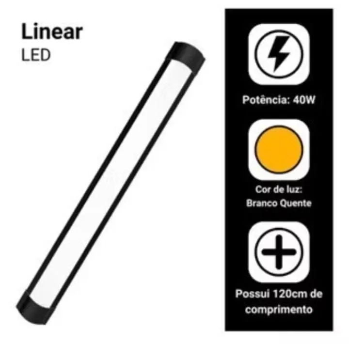 Luminária LED Linear 120cm - Branco Quente