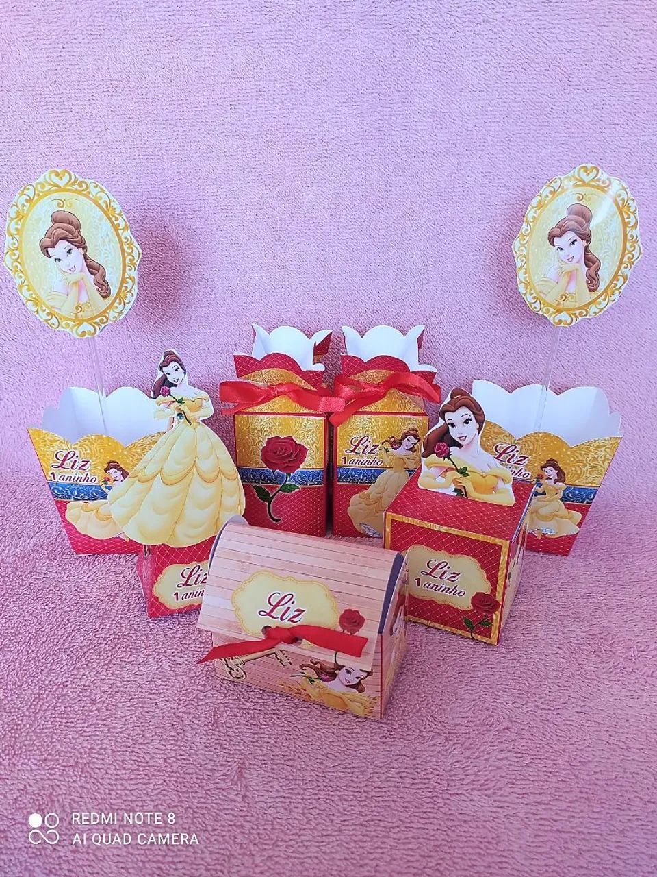 Caixinhas A Bela e a Fera lembrancinha personalizada festa - Foto 3