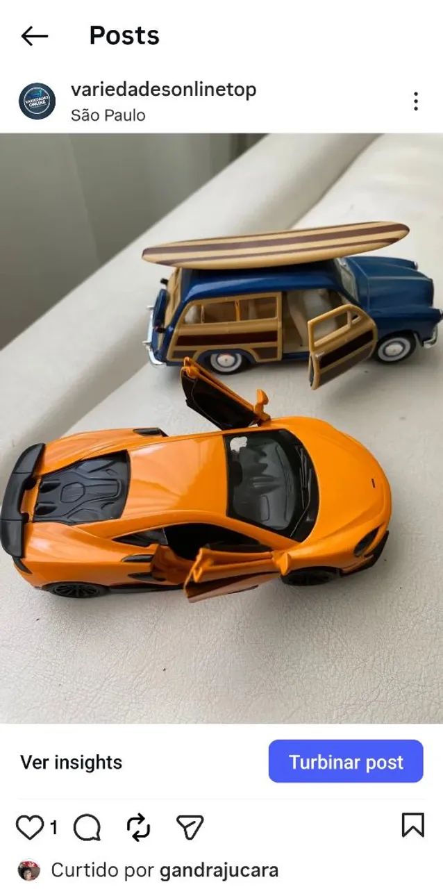 Mini Carros: Mc Laren 600LT e Perua Woody com prancha surf
