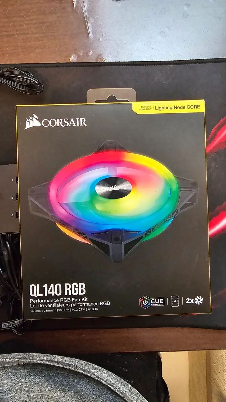 Kit 2 fans Corsair QL140 RGB ICUE + lighting Node Core - Foto 4