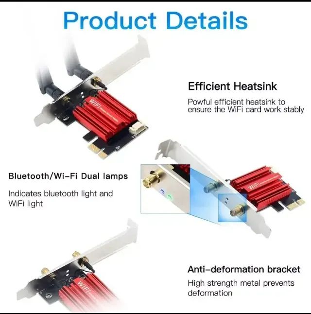 Fenvi Placa wifi1200mbps 2.4/5ghz com bluetooth 4.0 win. 7 ao 10 - Foto 2
