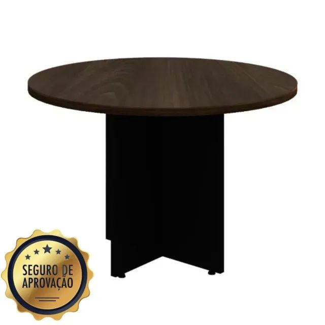 Mesa de Reunião Redonda 1,10×1,10×0,73m Marsala/Preto Estilo Profissional Modelo 51011