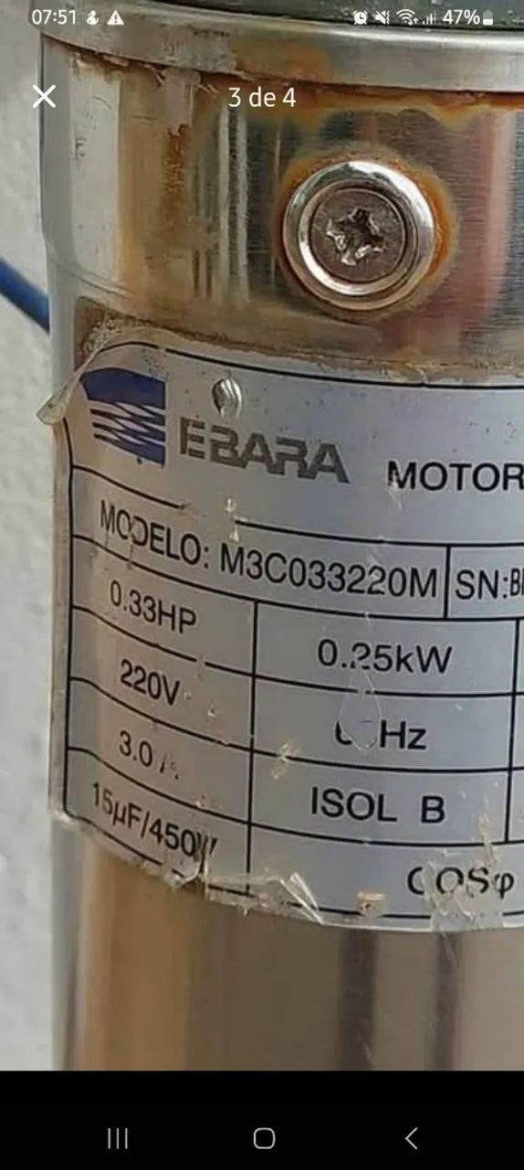 Bomba Submersa Ebara para poço artesiano com defeito  - Foto 2