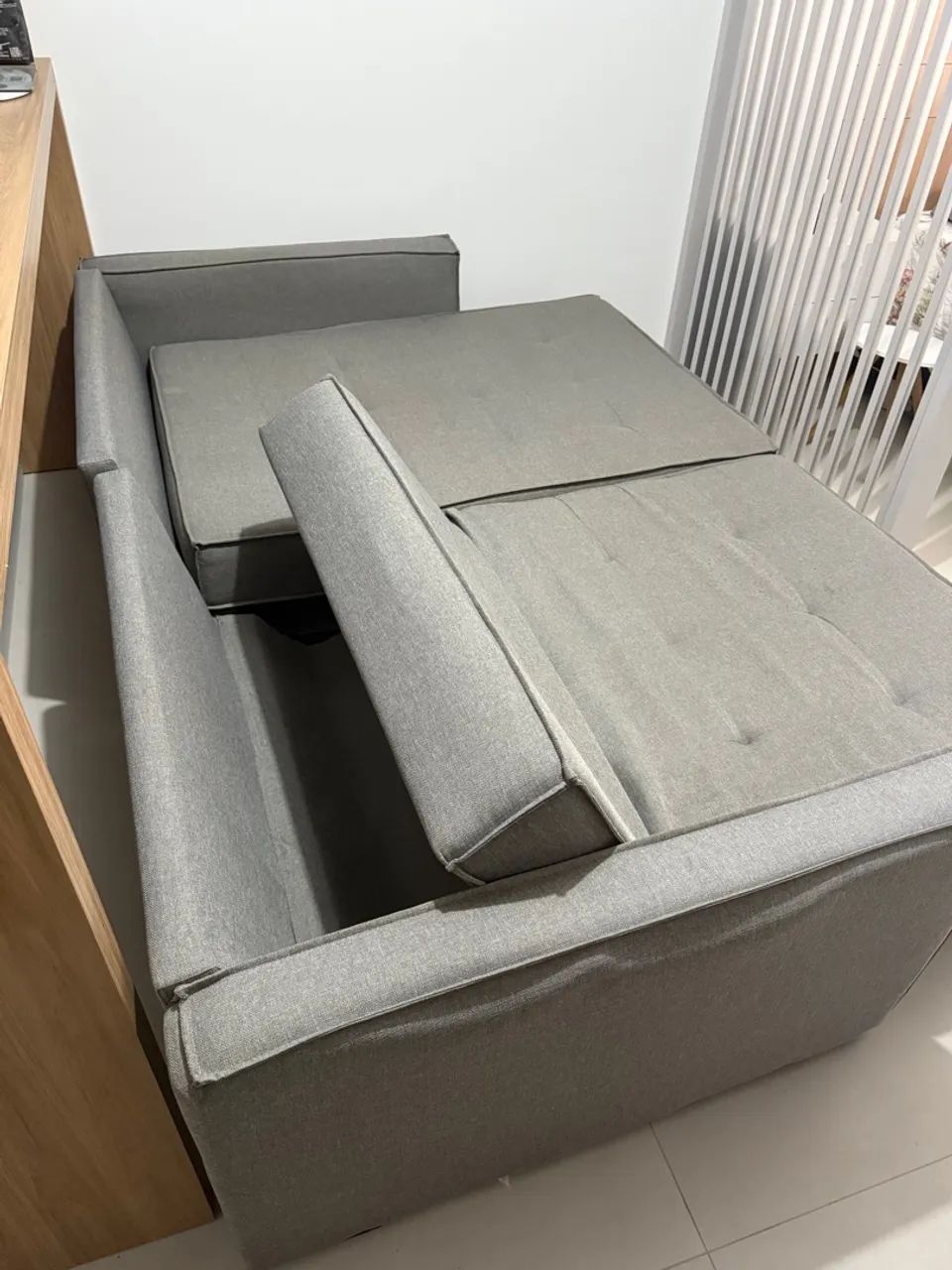 Sofá cinza 2,32m sem caixa retrátil click e reclinável - Higienizado!  - Foto 4