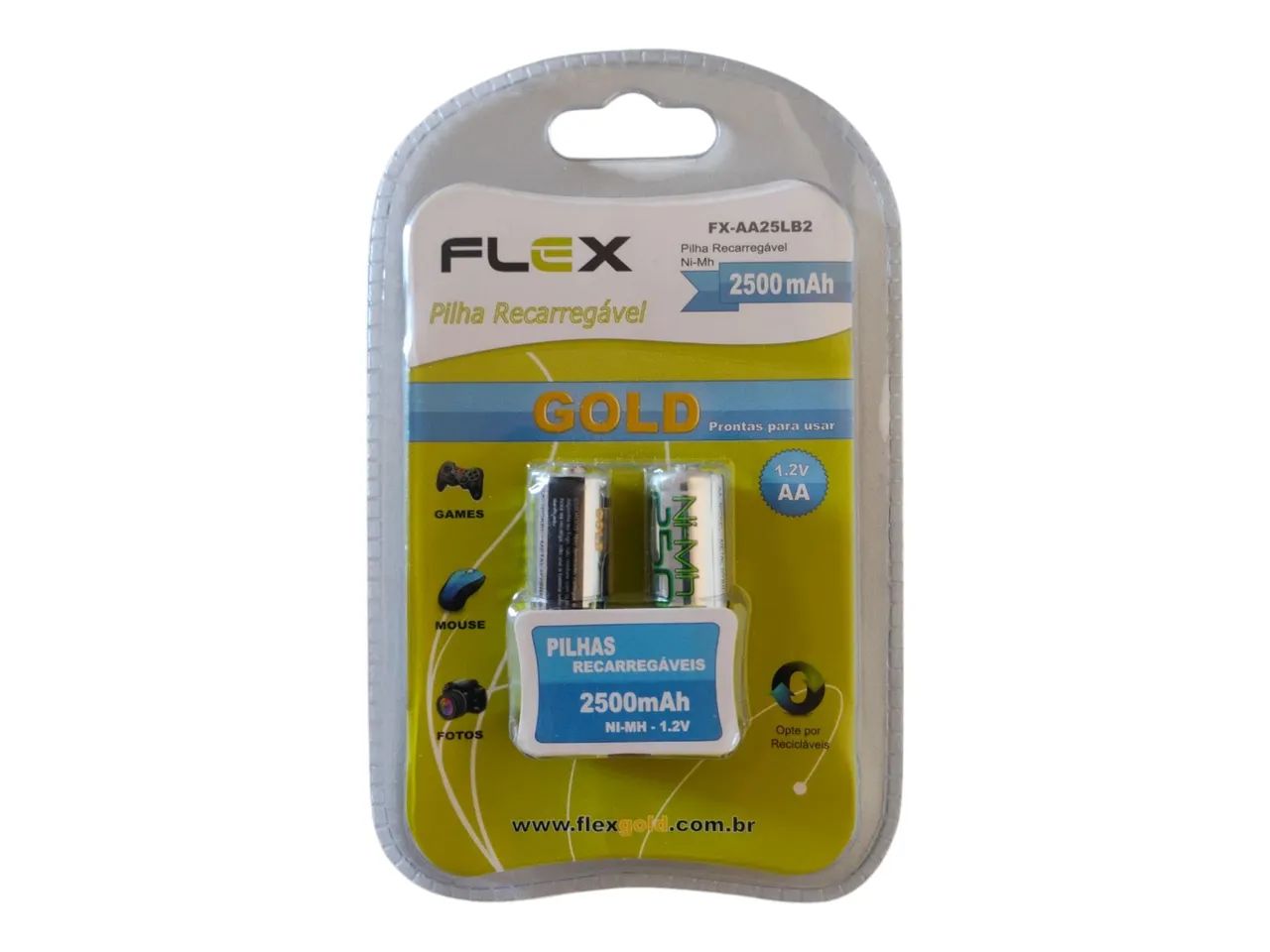 Pilhas Recarregáveis Flex Gold AA 2500mAh